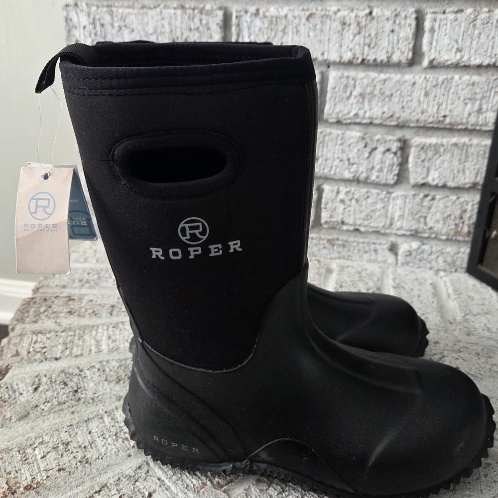 Roper Black Waterproof Boots Size Youth 5